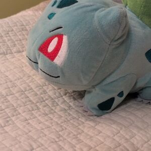 Pokemon Bulbasaur Plush Decorative Pillow in Teal and Red